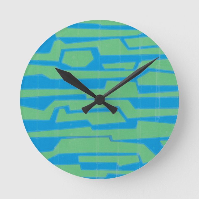 Modern Circuit V Round Clock (Front)