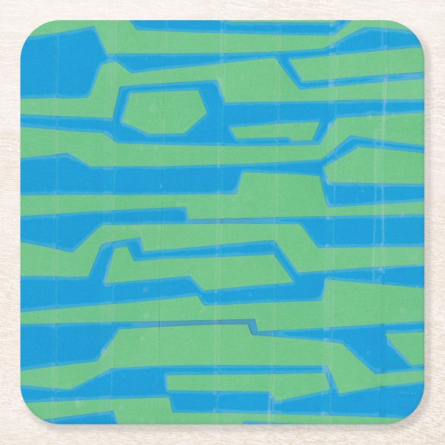 Modern Circuit V Square Paper Coaster (Front)