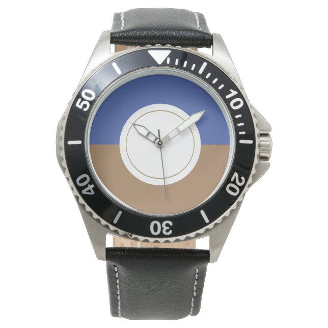 Modern Circular Blue Mocha White Colour Block Watch (Front)