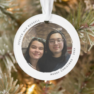 Modern Circular Grunge 2 Photos Acrylic Ornament