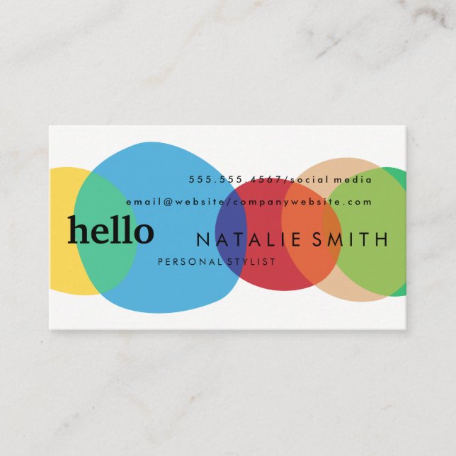 Modern Circular Shapes with Mixed Text Business Card (Front)