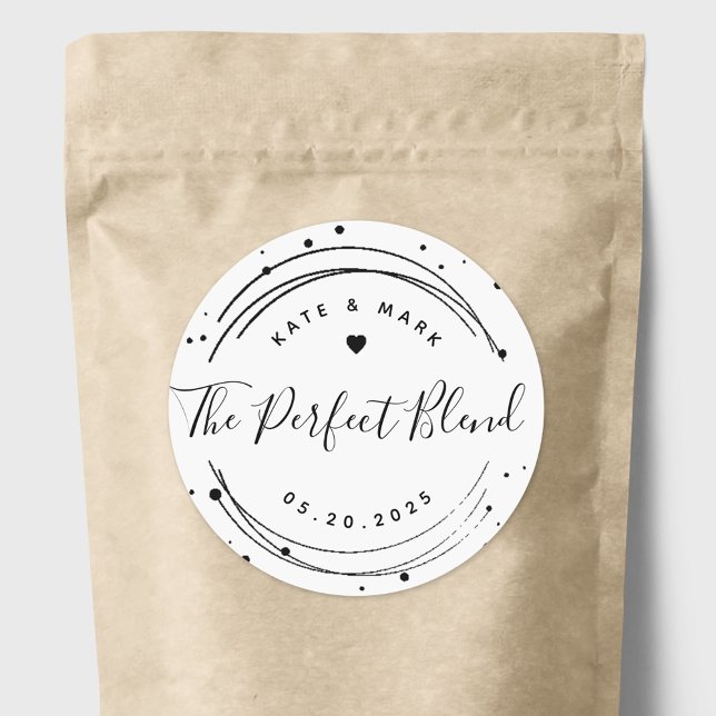Modern Circular The Perfect Blend Wedding Favor Classic Round Sticker (Creator Uploaded)