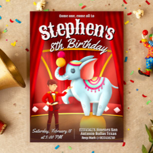 Modern Circus Birthday  Invitation