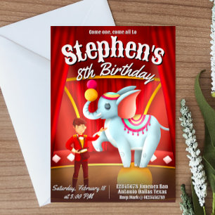 Modern Circus Birthday  Invitation