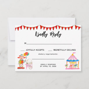Modern Circus Carnival Festival Show Birthday RSVP Card
