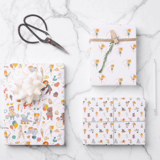 Modern Circus Fun Wrapping Paper Sheet (Front)