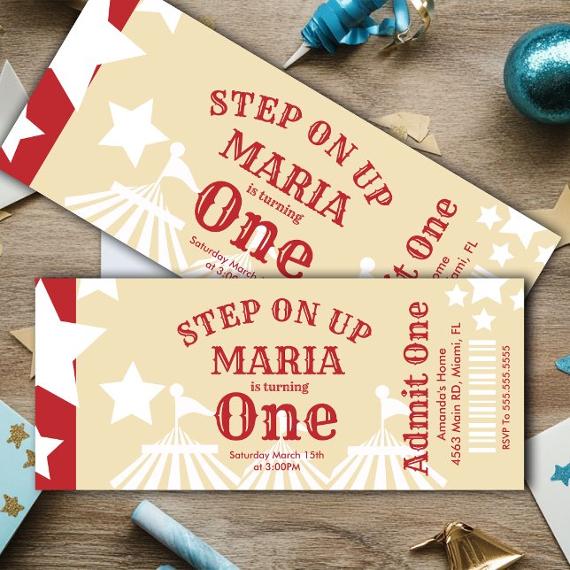 Modern Circus Tent Birthday Ticket Party   Invitation (Creator Uploaded)