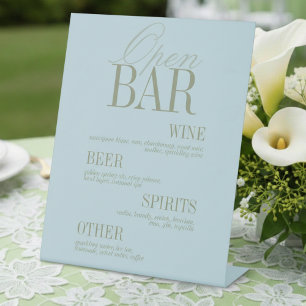 Modern Citrus Blue Open Bar Menu Wedding Pedestal Sign