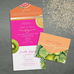 Modern Citrus Fruit Wedding All In One Invitation