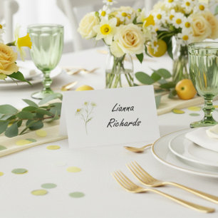 Modern Citrus Green Wildflower Folded Escort or Place Card