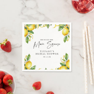 Modern Citrus Lemon Bridal Shower Napkin