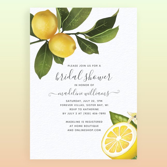 Modern Citrus Lemon Garden Bridal Shower Invitation (Creator Uploaded)