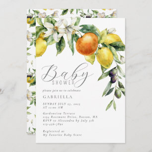 Modern Citrus Lemon Orange Baby Shower Invitation