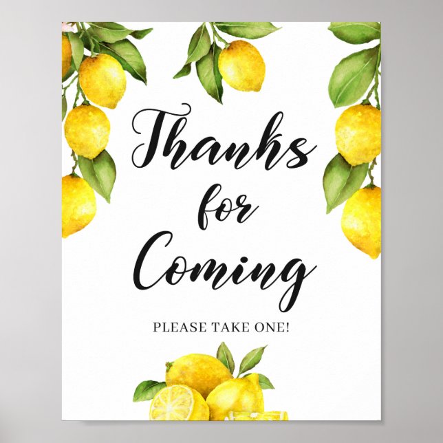Modern Citrus Lemons Thanks For Coming Sign (Front)
