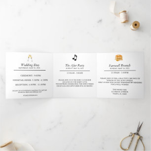 Modern Citrus Orange Dream Wedding Details Tri-Fold Card