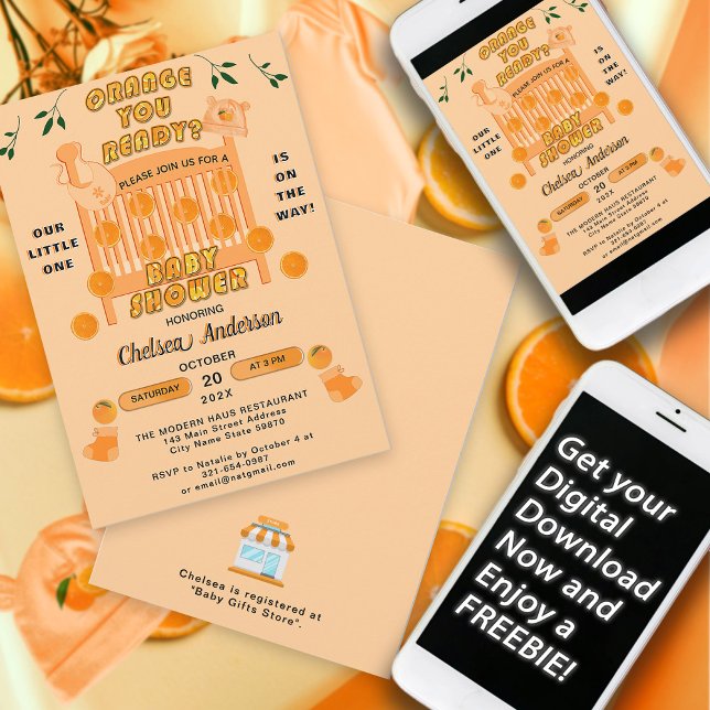 Modern Citrus Orange Little Cutie Baby Shower  Invitation (Creator Uploaded)