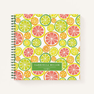 Modern Citrus Pattern Personalised Recipe  Notebook