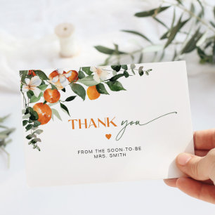 Modern citrus theme bridal shower thank you card