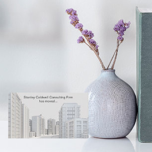 Modern City Architecture Custom New Address Business Card