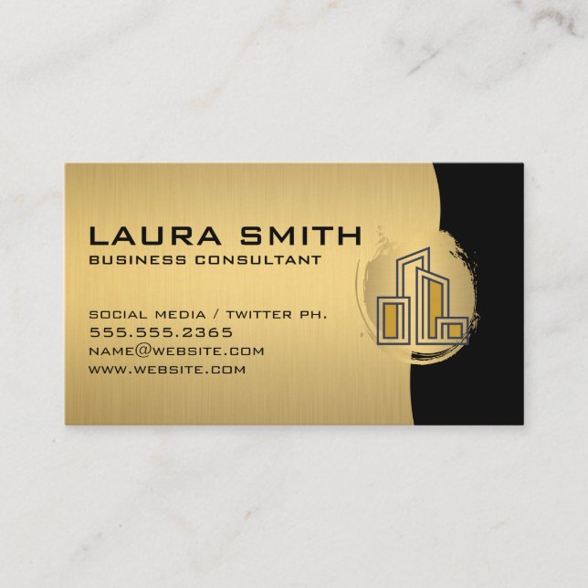 Modern City Building Logo Business Card (Front)