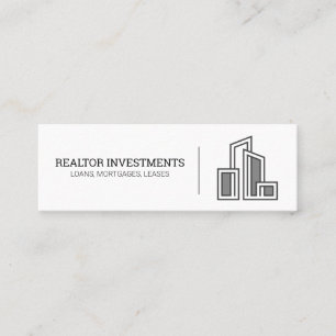 Modern City Building Logo   Realtor Investor Mini Business Card