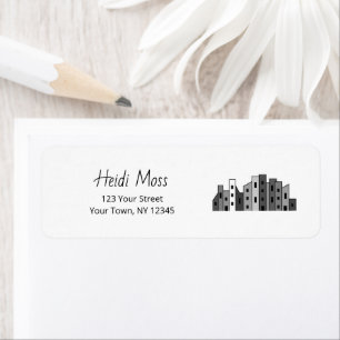 Modern City Skyline Contemporary Return Address