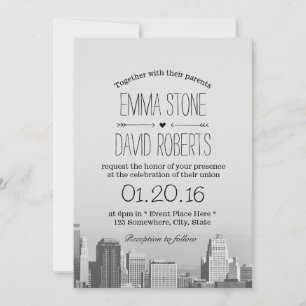 Modern City Skyline Destination Wedding Invitation