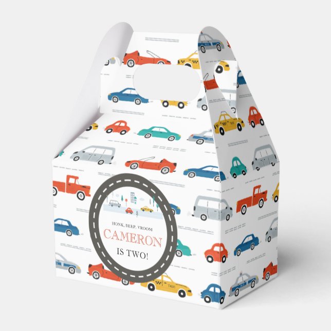 Modern City Transportation birthday Party  Favour Box (Front Side)
