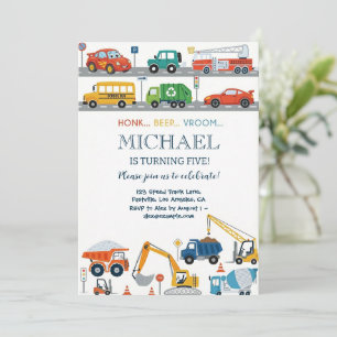 Modern City Transportation birthday Party Invitation