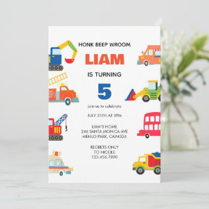 Modern City Transportation birthday Party Invitation