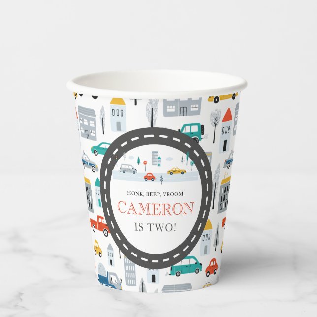 Modern City Transportation birthday Party  Paper Cups (Front)