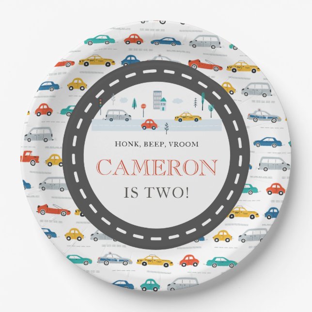 Modern City Transportation birthday Party  Paper Plate (Front)