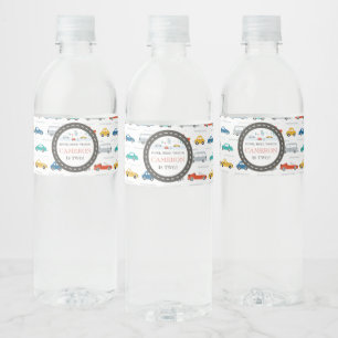 Modern City Transportation birthday Party  Water Bottle Label