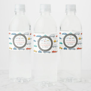 Modern City Transportation birthday Party  Water Bottle Label