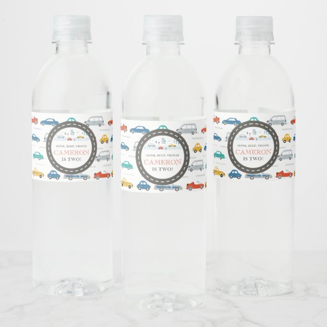 Modern City Transportation birthday Party  Water Bottle Label (Bottles)