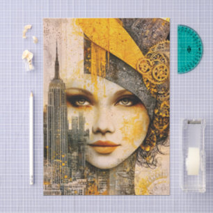 Modern City Woman Mixed Media Style FS8L Decoupage Tissue Paper