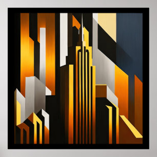 MODERN CITYSCAPE METROPOLIS ART DESIGN POSTER