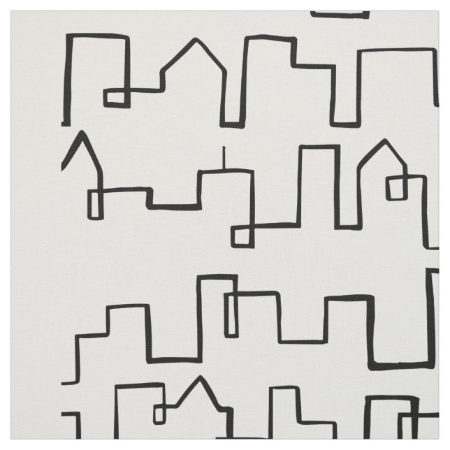Modern Cityscape painted design Fabric (Swatch)