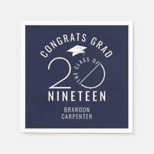 Modern Class of 2019 Congrats Grad Navy Blue Napkin