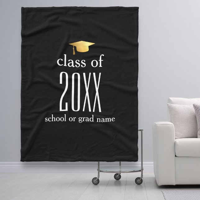 Modern Class of 2019 Graduation Cap Custom Colour Fleece Blanket (Creator Uploaded)