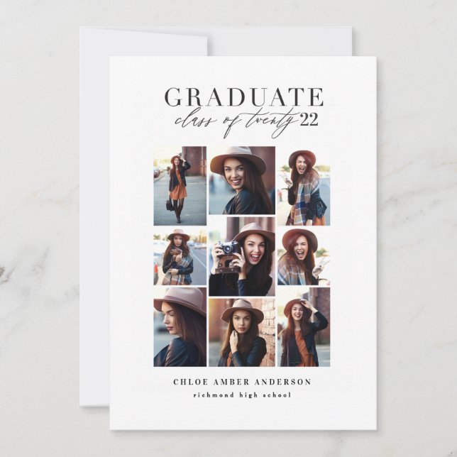 Modern class of 2019 photo graduation announcement (Front)