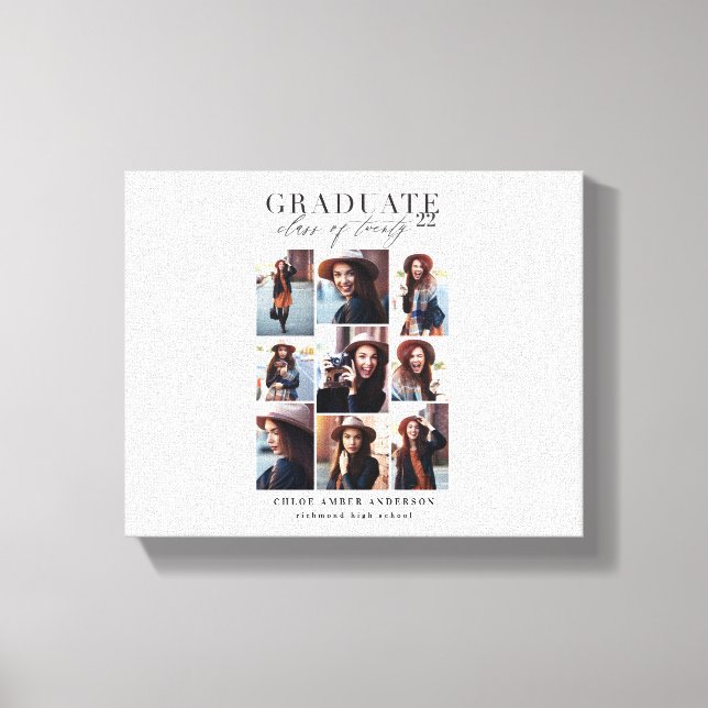 Modern class of 2019 photo graduation announcement canvas print (Front)