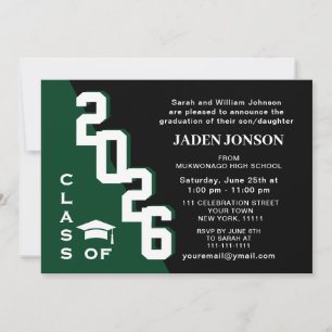 Modern Class of 2021 Green Black Graduation Party Invitation