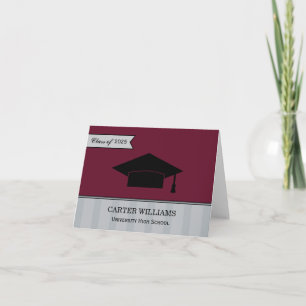 Modern Class of 2023 Burgundy Custom Graduation Thank You Card