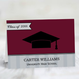 Modern Class of 2023 Burgundy Custom Graduation Thank You Card