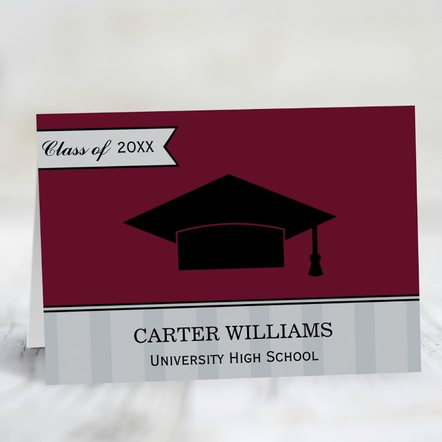 Modern Class of 2023 Burgundy Custom Graduation Thank You Card (Creator Uploaded)