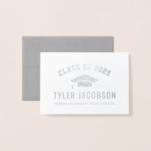 Modern Class of 2023 Custom Graduation Silver Foil Card