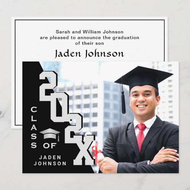 Modern Class of 2023 Grad PHOTO Graduation Party Invitation (Front/Back)
