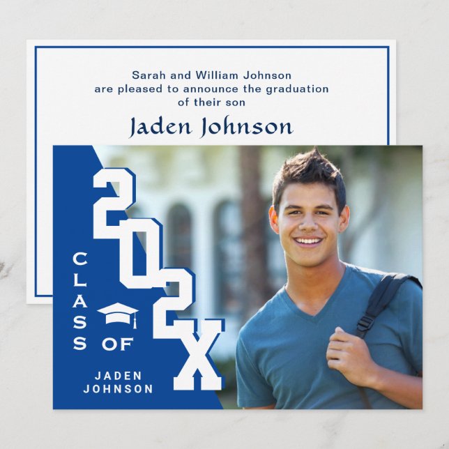 Modern Class of 2023 Grad PHOTO Graduation Party Invitation (Front/Back)