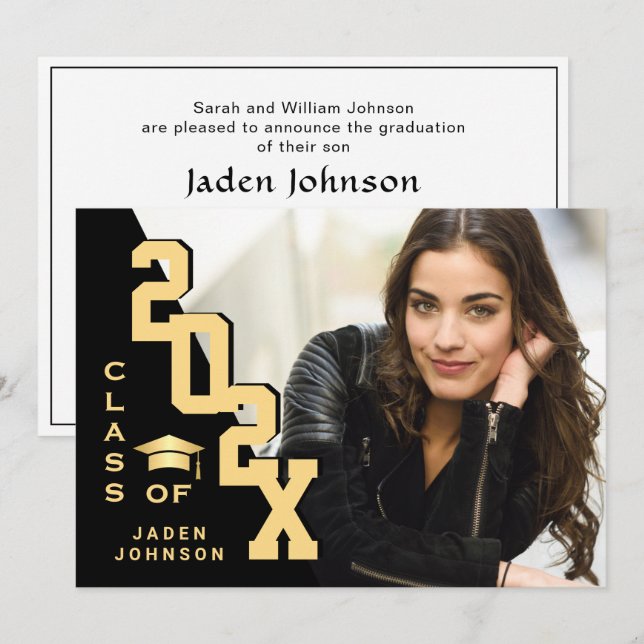 Modern Class of 2023 Grad PHOTO Graduation Party Invitation (Front/Back)